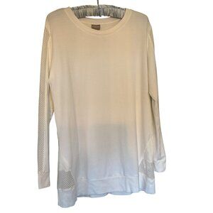 Chicos Zenergy White Tunic Sweater W/ Mesh Sleeves Womens Size 0 US 4/6